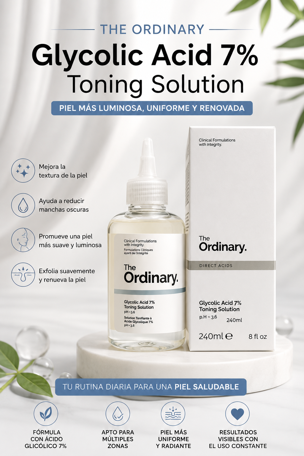 🌟 THE ORDINARY GLYCOLIC ACID 7% TONING SOLUTION (240ml)