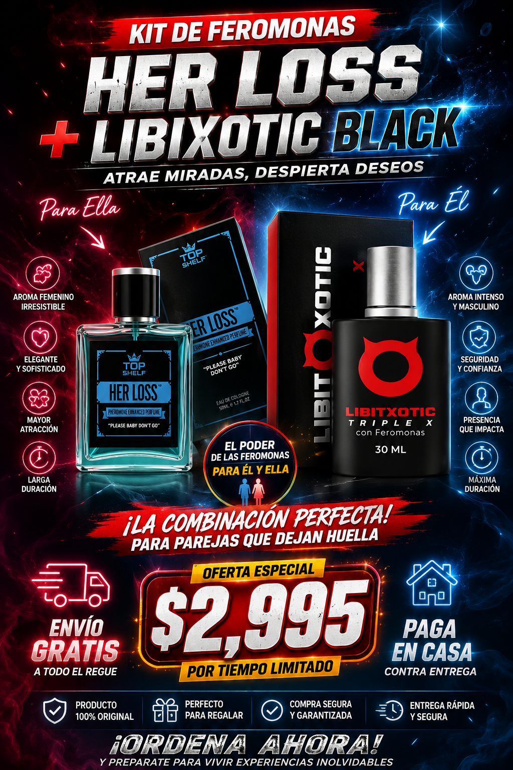 🔥 KIT DE FEROMONAS HER LOSS + LIBIXOTIC BLACK 🔥