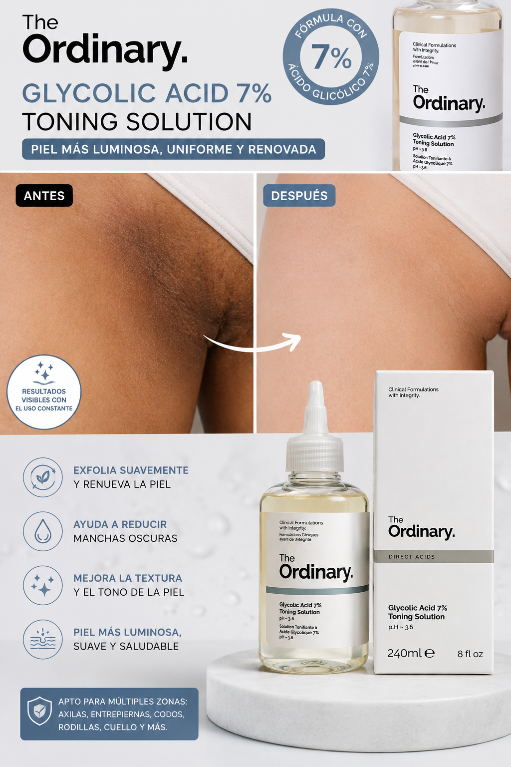 🌟 THE ORDINARY GLYCOLIC ACID 7% TONING SOLUTION (240ml)